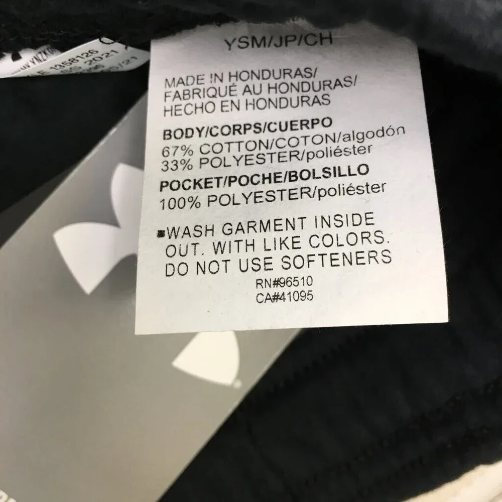 Under Armour Boys Rival Fleece Jogger Pants Black Drawstring Waist Pockets S New - Picture 6 of 7